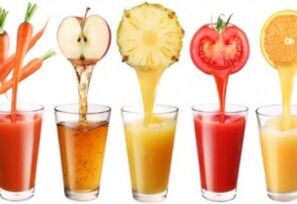 İçme diyeti için meyve ve sebze suları